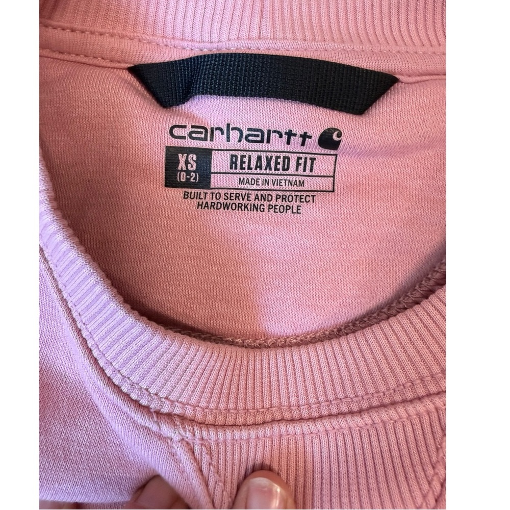 Carhartt Light Pink Logo Sleeve Crewneck Sweatshirt Women’s XS EUC - Picture 3 of 6